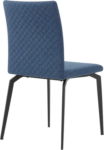 Miniatura 4 de Armen Living Lyon - Juego de 2 sillas de comedor modernas, tela azul y metal