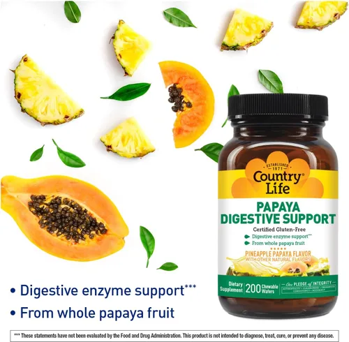 Miniatura 4 de Country Life Soporte digestivo de papaya, 200 CT