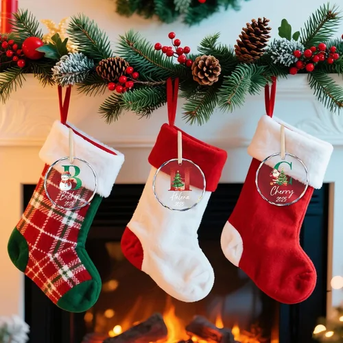 Miniatura 4 de Adornos con nombre de letra para árbol de Navidad, adornos de Navidad personalizados 2025, adornos de nombre inicial personalizados, decoraciones