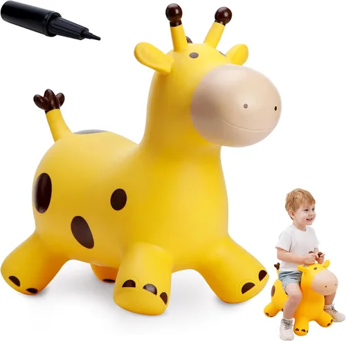 Miniatura 16 de Caballo Saltarín de Jirafa para Niños Pequeños, Animales Saltadores Caballo Saltarín, Juguetes Inflables Saltadores para Montar Regalos para Niños
