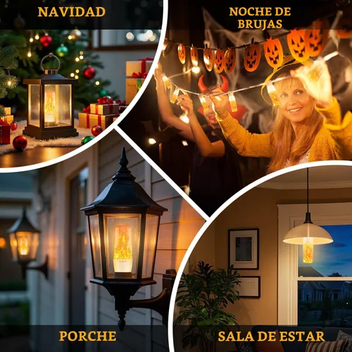 Miniatura 4 de HoogaLife Bombillas de llama, bombillas de luz parpadeante cálida efecto de fuego real, bombilla de llama LED E26 para Navidad, Halloween, fiesta