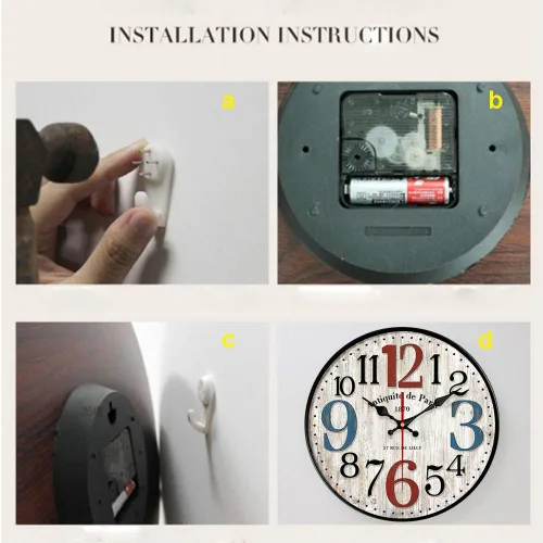 Miniatura 2 de YeYo Reloj de pared simple de estilo europeo de madera MDF impermeable, decoración artística silenciosa para decoración del hogar, sala de estar