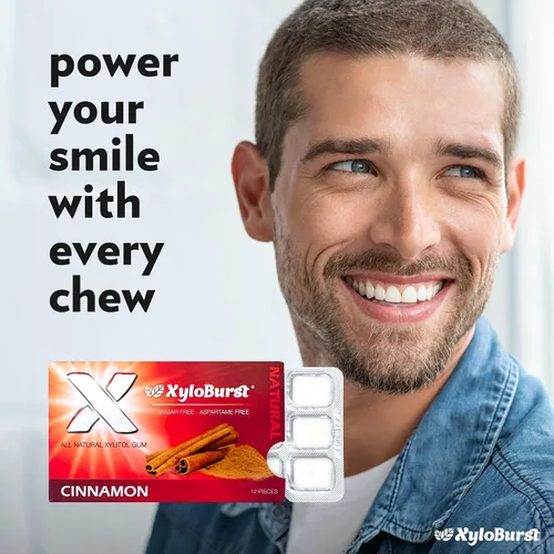 Miniatura 7 de XyloBurst Goma de mascar de xilitol Sin azúcar, sin gluten, apto para dieta cetogénica, sin aspartamo, goma de mascar para la salud bucal Canela