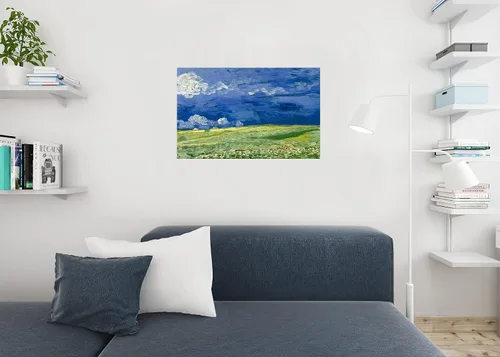 Miniatura 4 de Vincent Van Gogh Laminado Campo de trigo bajo las nubes de tormenta Van Gogh Arte de pared Impresionista Estilo de Pintura Naturaleza Primavera Flor