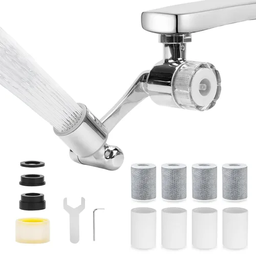 Grifo de filtro de agua para fregadero de 1080º, extensor de grifo de fregadero a prueba de salpicaduras con filtro, reduce el 99% de cloro, 2 modos