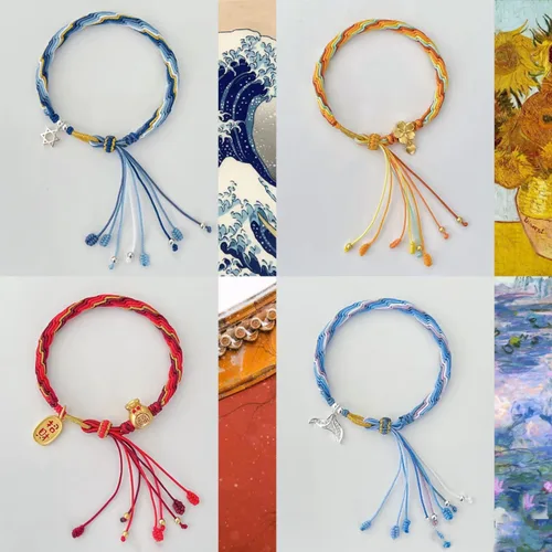 Miniatura 3 de Cuerda de cera de color arcoíris para hacer pulseras, cordón de pulsera de hilo encerado, cuerda de poliéster encerado para hacer joyas, pulseras