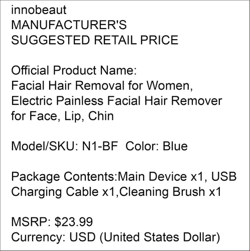 Miniatura 9 de innobeaut Depilación facial para mujeres, removedor de vello facial eléctrico sin dolor para cara, labios, barbilla con USB recargable, azul