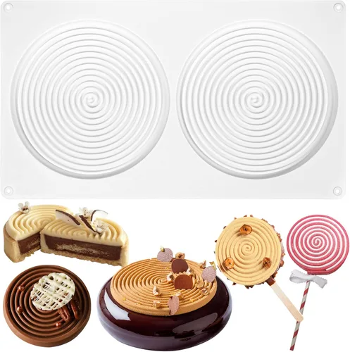 Miniatura 8 de Molde redondo de silicona Tourbillon para hornear círculo, diámetro de disco de 15 cavidades, 2 pulgadas