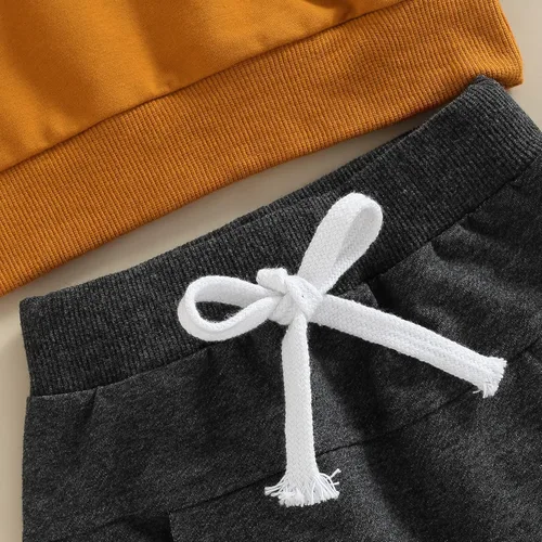 Miniatura 4 de Conjunto de 2 piezas de sudadera con capucha para bebé y niño, diseño de dinosaurio. Atuendo de otoño e invierno.