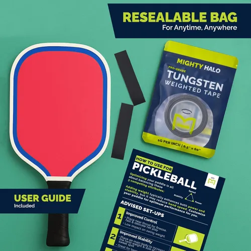 Miniatura 8 de Cinta de tungsteno ponderada de grado profesional para palas de pickleball, raquetas de tenis o palos de golf, no tóxica, 60 pulgadas