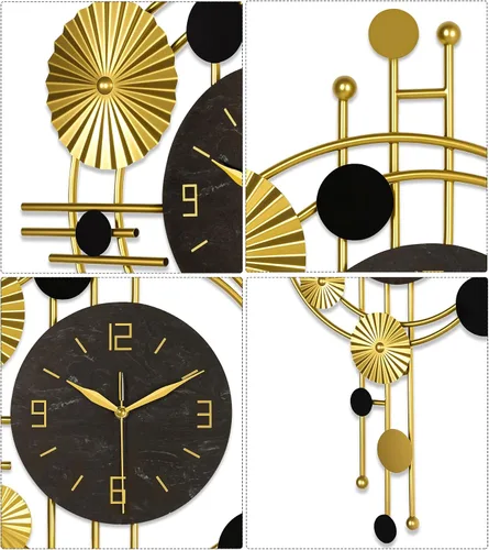 Miniatura 3 de Reloj de pared grande, relojes modernos para sala de estar, diseño geométrico, reloj de pared silencioso, funciona con pilas, para sala de estar