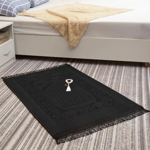 Miniatura 2 de Alfombra de oración musulmana con cuentas de oración Tasbih, suave y grande para oración islámica mate, alfombrilla de oración islámica acolchada