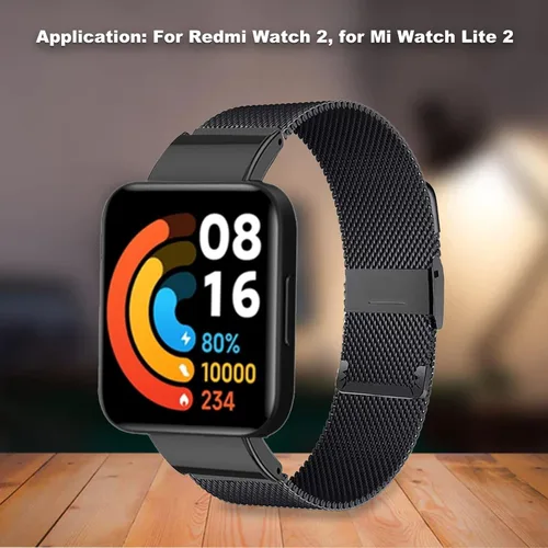 Miniatura 4 de Banda de reloj inteligente de malla de acero inoxidable premium para reloj 2 y Mi Watch Lite 2 (negro)