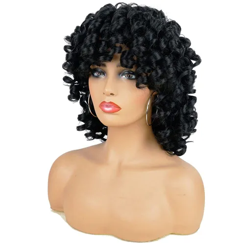 Miniatura 3 de Pelucas rizadas cortas y sueltas para mujeres negras, peluca afro para mujeres negras, peluca rizada para mujeres, pelucas sintéticas para mujeres