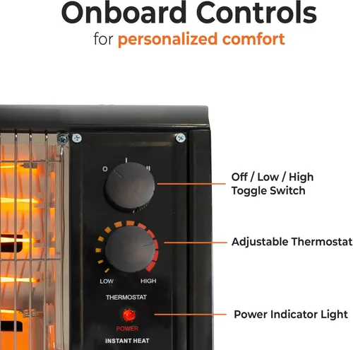 Miniatura 4 de Comfort Zone Calentador Radiante Eléctrico 1500/W Negro