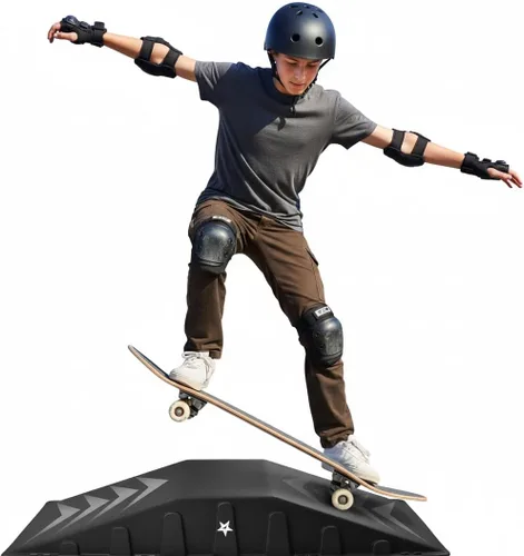 Yes4All Single-Piece Skateboard Ramp, Bike Ramp, Skate Ramp - Design for Beginners, More Durable, Safe, Capacity 220Lbs