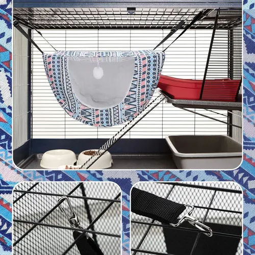 Miniatura 3 de Unittype Hamaca para Jaula de Gato Colgante de 2 Piezas, Cama Colgante para Mascotas de Doble Capa de Felpa Suave, Hamaca Cómoda Colgante