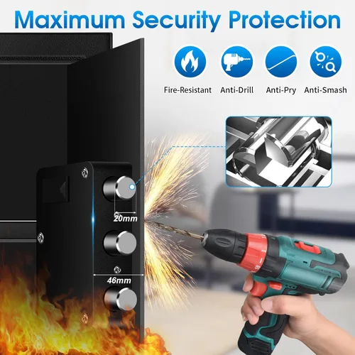 Miniatura 2 de TOTOY - Caja de seguridad ignífuga de 2.5 pies cúbicos para documentos del hogar con alimentación externa tipo C - Caja de seguridad de acero
