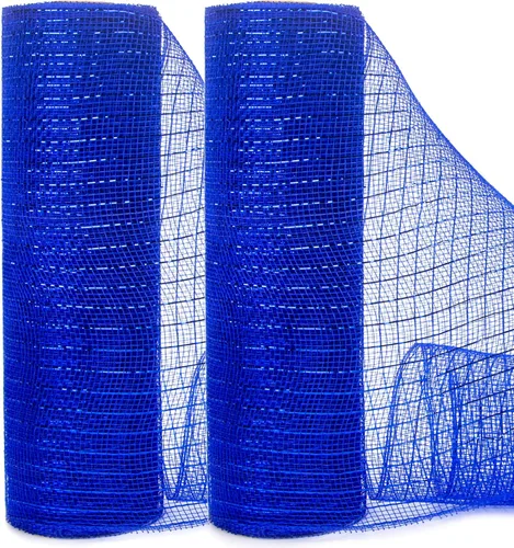 Miniatura 7 de Ribbli 2 rollos de cinta de malla roja, 10 pulgadas x 30 pies (10 yardas) cada rollo, rojo metálico con lámina ancha roja, uso para coronas