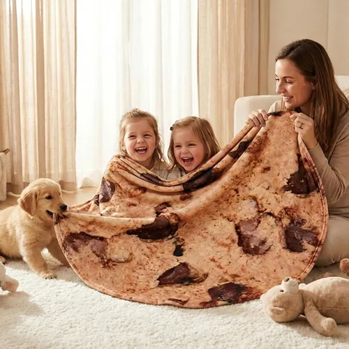 Miniatura 5 de Vessia Manta gigante de galletas, manta de comida divertida realista para adultos y niños, manta de galletas de chocolate suave de 300 GSM