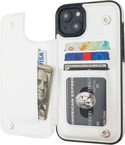 Miniatura 14 de ONETOP - Funda tipo cartera compatible con iPhone 15 Plus con soporte para tarjetas, funda de cuero PU con soporte y ranuras para tarjetas, doble