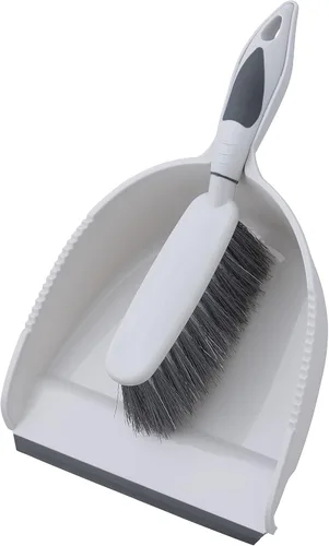 Miniatura 2 de Superio Juego de cepillo y recogedor, borde de goma para una fácil recogida de la suciedad, juego de escobas de plástico duradero con mango de Gris