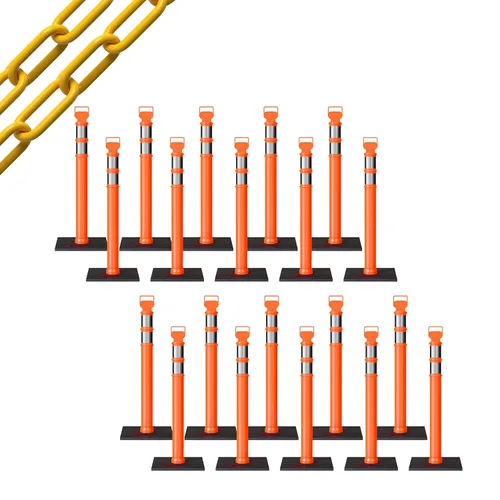 Miniatura 70 de Trafford Industrial - Juego de 20 postes de delineador de 45 pulgadas, collares reflectantes de 3 pulgadas, base de goma de 10 libras