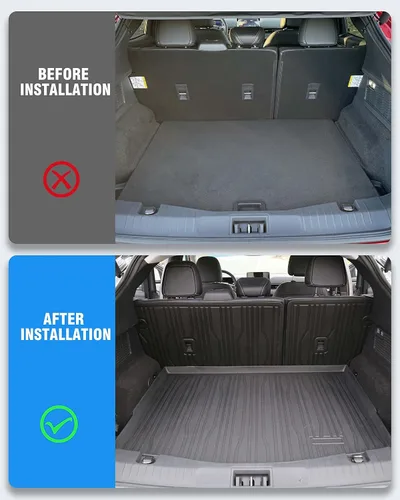 Miniatura 2 de Forros de Carga Alfombrilla del Maletero Trasero para Ford Mustang Mach-E Accesorios 2021 2022 2023 2024 2025 con Gancho y Velcro Todo Clima