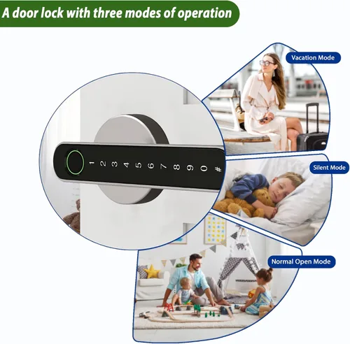 Miniatura 4 de Cerradura Electrónica Inteligente con Huella Digital para Puerta, Entrada sin Llave con Manija, Códigos, APP, Tarjetas IC, Huellas Dactilares, Tono