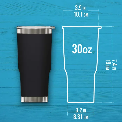 Miniatura 5 de BluePeak Juego de vasos aislados de acero inoxidable al vacío de doble pared, paquete de 2, incluye 2 tapas para sorber, 2 tapas deslizantes a Negro