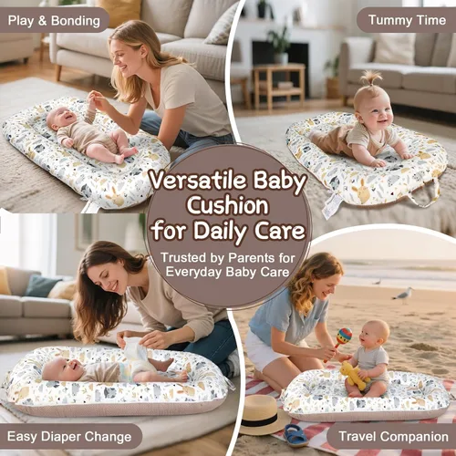 Miniatura 8 de Tumbona para bebé, tumbona para recién nacido de 0 a 24 meses, portátil y suave, regalos esenciales para bebés, tumbona portátil transpirable