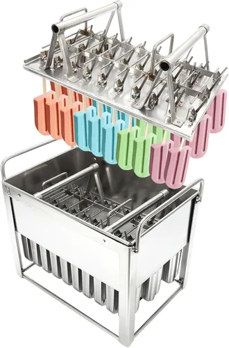 Miniatura 9 de 30 moldes de acero inoxidable para hacer paletas de hielo, reutilizables comerciales, placa de grasa de cabeza plana, máquina de hielo congelada