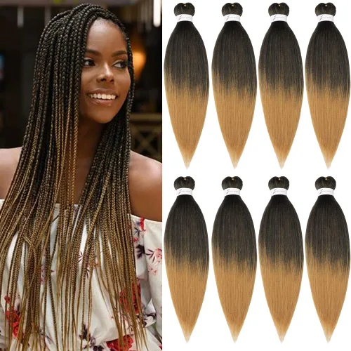 Miniatura 60 de Cabello trenzado preestirado negro natural, cabello largo trenzado de 32 pulgadas, 8 paquetes de extensiones de cabello trenzado profesional