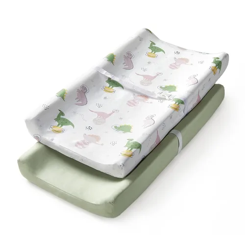 Miniatura 20 de TILLYOU Juego de funda para cambiador de niña en material de jersey suave, se adapta a almohadillas contorneadas de 32 pulgadas/34 x 16 pulgadas