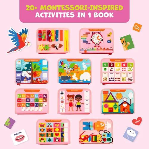 Miniatura 2 de Clever Fox Play Libro de actividades para niños pequeños de 1 a 3 años - Libro de mesa para bebés ocupados - Tablero de actividades de fieltro