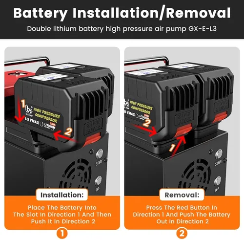 Miniatura 5 de GX PUMP Compresor de aire PCP L3 4500Psi/320Bar/32Mpa, compresor PCP con baterías de litio duales de 18 V, presión establecida y apagado automático