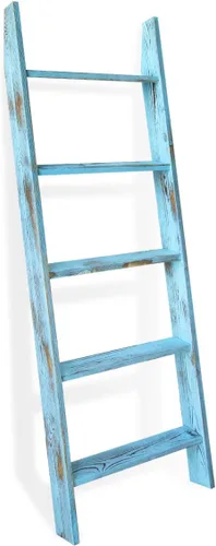 Miniatura 15 de HONEST OUTFITTERS Escaleras para Mantas para la Sala de Estar, Soporte de Mantas de 5 Niveles, Estante de Mantas Inclinado en la Pared, Estantes