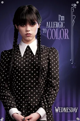 Miniatura 4 de Trends International Wednesday - Póster de pared con texto en inglés "I'm Allergic To Color", 14.72 x 22.37 pulgadas, paquete de póster premium