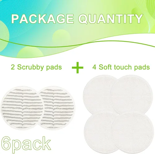 Miniatura 3 de Juego de almohadillas de repuesto 2124 para trapeador Spinwave de Bissell, 2 almohadillas de fregado y 4 almohadillas suaves compatibles con Bisell
