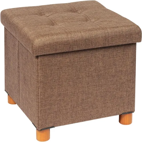 Miniatura 8 de B FSOBEIIALEO Otomana de almacenamiento con bandeja, taburetes de pies y otomanas con patas, cubo de almacenamiento, asiento de lino negro de 15