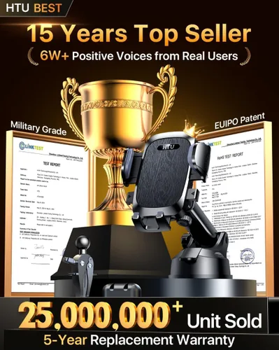Miniatura 8 de HTU 【98 + libras de succión más fuerte y grado militar】 Soporte de teléfono para automóvil 【Patente y certezas de seguridad】 Soporte para teléfono