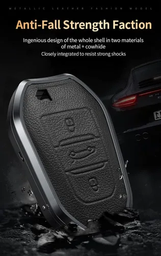 Miniatura 4 de Funda para llavero de automóvil con textura de cuero de aleación para Peugeot Citroen Picasso Elysee 308 407 3085 5008 C3 DS5 DS6 Funda para llave