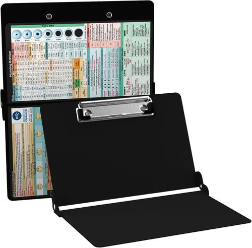 WhiteCoat® Clipboard - Edición para Enfermería (Negro, Doble Pliegue)