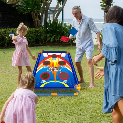 Miniatura 7 de Juego de lanzamiento de bolsas de frijoles para actividades al aire libre para niños, juegos de Cornhole para niños y niñas de 3, 4, 5, 6, 7, 8