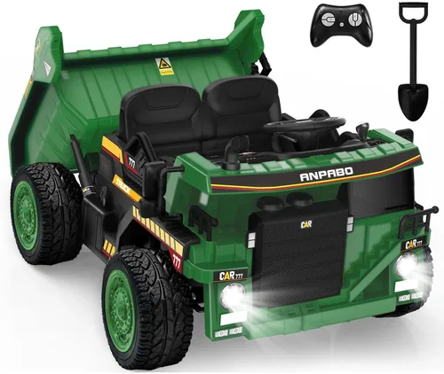 Miniatura 7 de ANPABO Camión volquete de 24 V, motores potentes de 2 x 75 W, hasta 4.4 Mph, neumáticos EVA, vehículo de construcción con cama volquete eléctrica