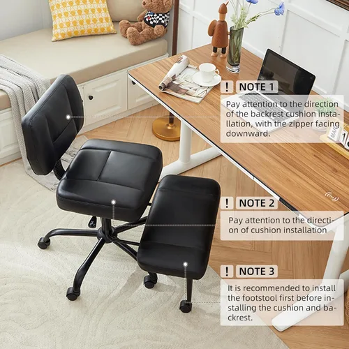 Miniatura 8 de Silla de oficina Criss Cross, silla para TDAH con reposapiés ajustable, silla de meditación giratoria de 360°, diseño flexible para el hogar, silla