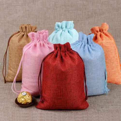 Miniatura 6 de YANGBOYY Bolsas de arpillera, paquete de 25 bolsas de arpillera de 5 x 7 pulgadas, bolsa de regalo con cordón de arpillera, bolsa de regalo de Marrón