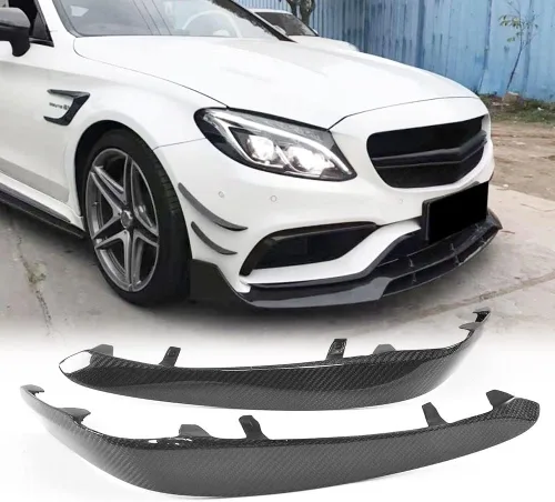 Divisor de luz antiniebla de fibra de carbono Canard para Mercedes Benz Clase C W205 C63 2015-2021 AMG Coupe 2 puertas Sedan 4 puertas parachoques
