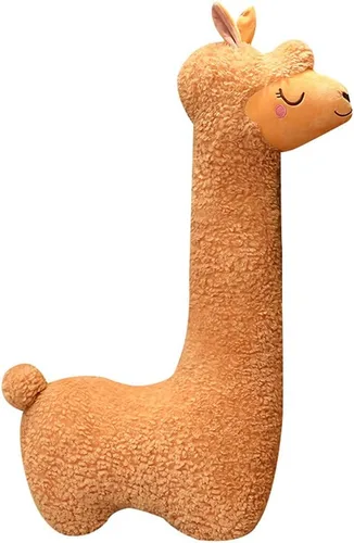 OUKEYI Almohada de cuerpo largo de felpa de alpaca gigante con diseño de llama, almohada larga de peluche de alpaca esponjosa, regalo de Navidad,