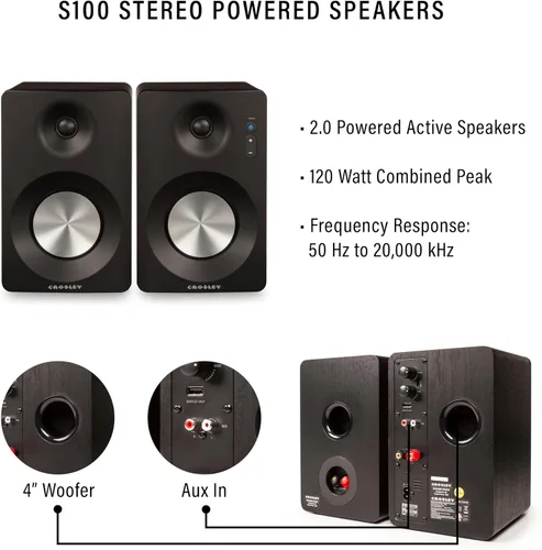 Miniatura 5 de Crosley KT100BT-CP - Sistema estéreo de tocadiscos Bluetooth con altavoces, champán